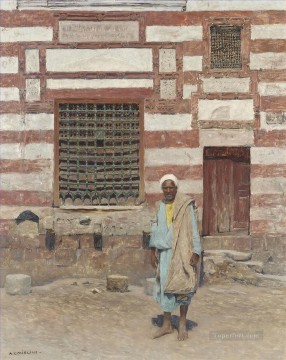 アルフォンス・レオポルト・ミーリッヒ Painting - 家の外にいるアラブ人 アルフォンス・レオポルド・ミーリッヒ オリエンタリストの場面